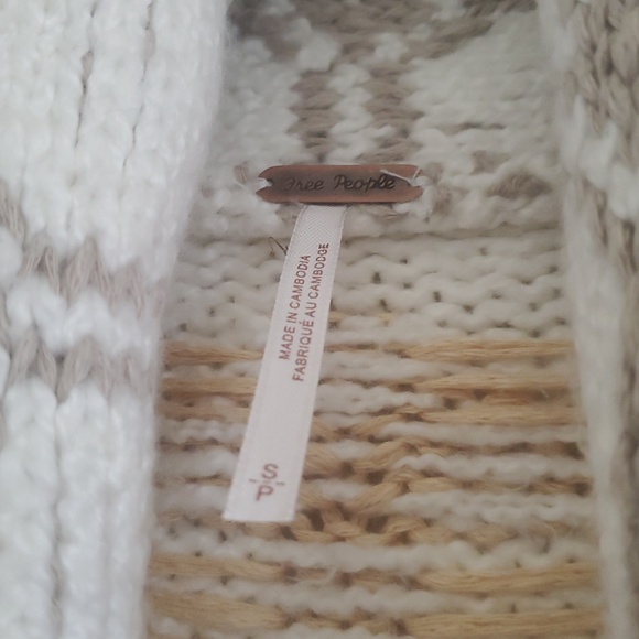 NWOT FREE PEOPLE BRIGHT OPTIMISTIC CARDIGAN IN NATURAL - Picture 6 of 13